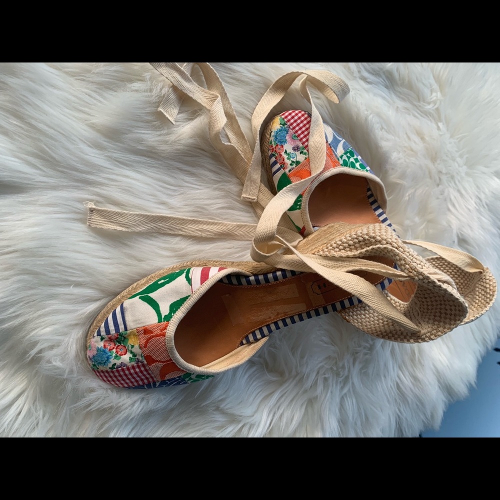 Coach Multicolor Patchwork Espadrille Wedge Sandals - Picture 5 of 8